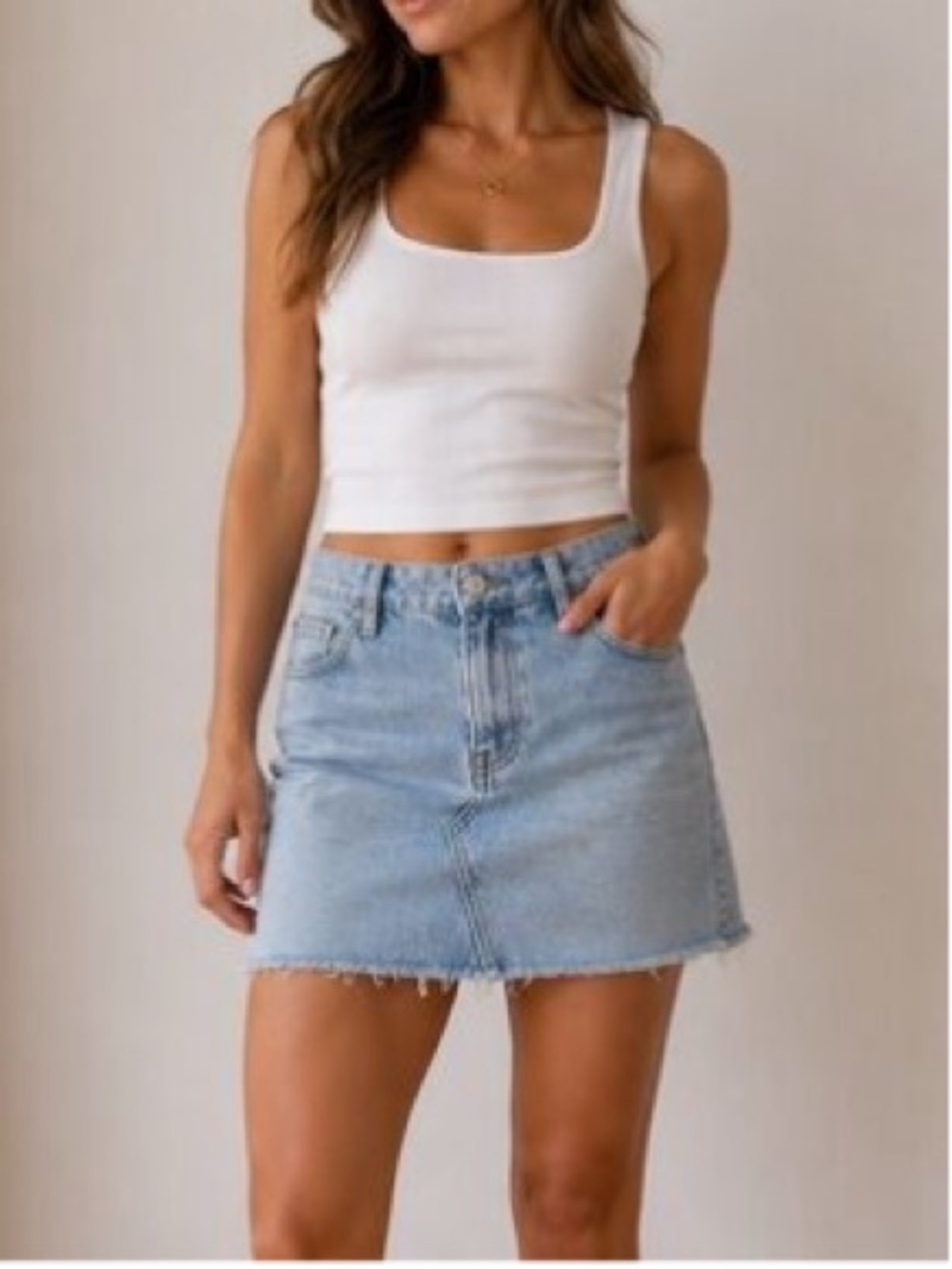 Topshop Light Blue Denim Mini Skirt